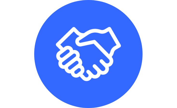 blue circle handshake icon